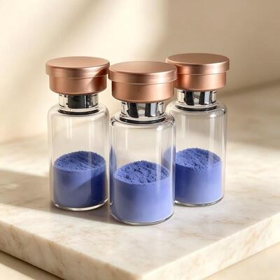 Pó de peptídeo de cobre GHK-Cu de alta pureza para fórmula de cuidados com a pele Tripeptídeo de cobre-1 Matéria-prima cosmética Complexo de peptídeo azul Qualidade confiável