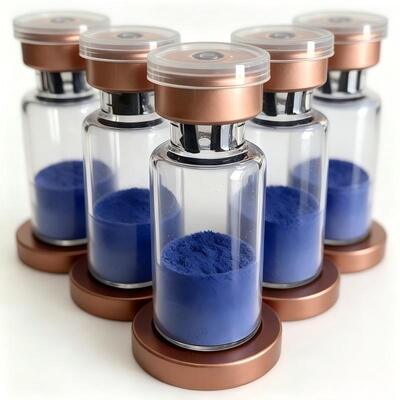 GHK-Cu de alta pureza em pó de peptídeo de cobre para pesquisa de cuidados com a pele Tripeptídeo-1 de cobre ingrediente cosmético Peptídeo azul Fórmula estável