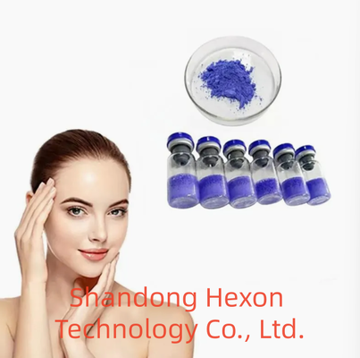 Pó de Peptídeo de Cobre GHK-Cu de Alta Pureza para Cosméticos e Cuidados com a Pele Ingrediente Tripeptídeo de Cobre-1 Peptídeo Azul Qualidade Estável